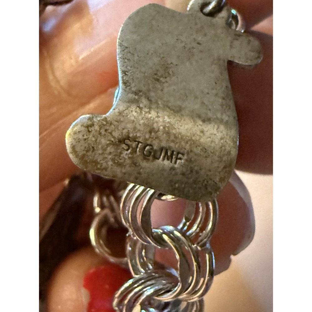 Vintage‎  Sterling Silver 5 Charms Bracelet with Safety Chain~ 7.5" - Picture 14 of 16